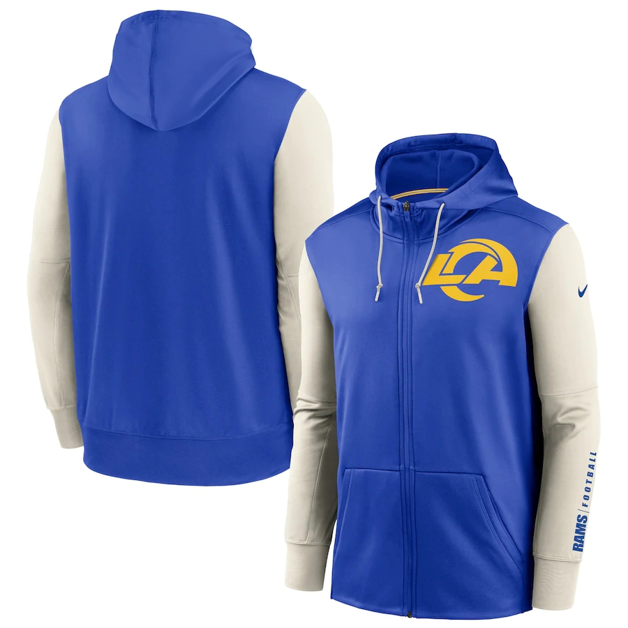 NFL Nike Los Angeles Rams Royal Bone Fan Gear Mascot Performance FullZip Hoodie->atlanta falcons->NFL Jersey